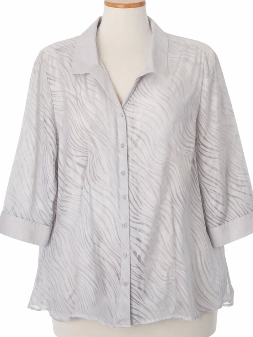 Covington Sheer Button Shirt Women Plus Size 16-18W